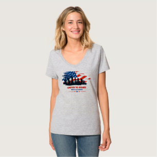T-shirt Unis vers le stand Cou-V féminin
