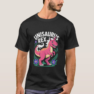 T-shirt Unisaurus Rex Fun Rose Dinosaure Licorne
