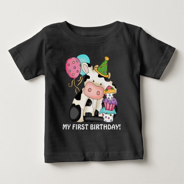 T-shirt Unisex Anniversaire vache Premier Annivers (Devant)