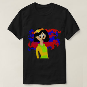 T-shirt Unisex avec l'art de fille rétro coloré