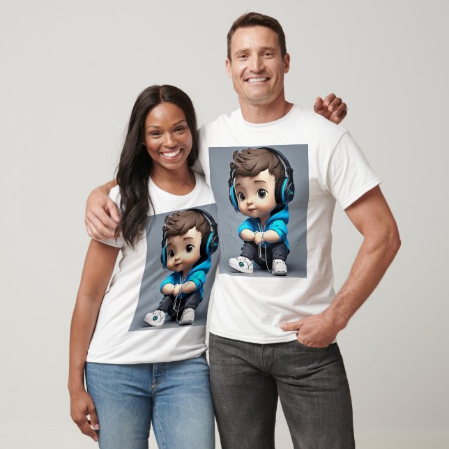 T-shirt Unisex avec mignon dessin animé bébé garço (Unisexe)