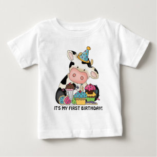 T-shirt Unisex bébé vache premier anniversaire