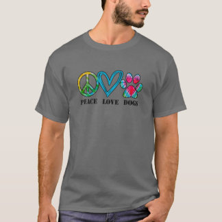 T-shirt Unisex Chien Paix Aimer Chiens Tie Dye Chien Papa