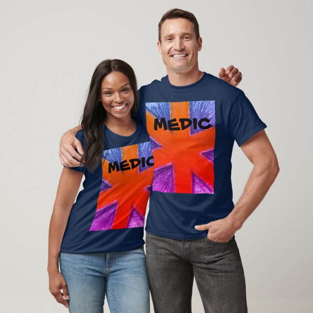 T-shirt Unisex medic rouge bleu et violet étoile de vie (Unisexe)