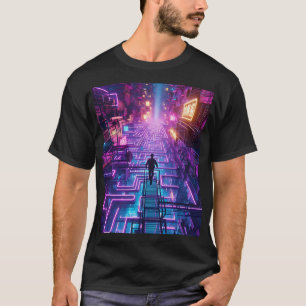 T-shirt Unisex Neon Purple Urban Maze - Dystopian City