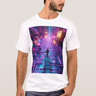 T-shirt Unisex Neon Purple Urban Maze - Dystopian City