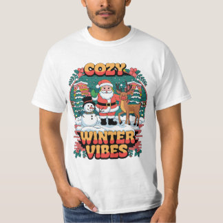 T-Shirt Unisexe Cozy Winter Vibes, Chemise de Fête