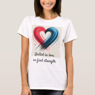 T-shirt United in Love Tee - Coeur rouge et bleu avec Insp