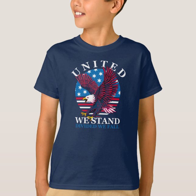 T-shirt United We Stand - Eagle et American Flag (Devant)