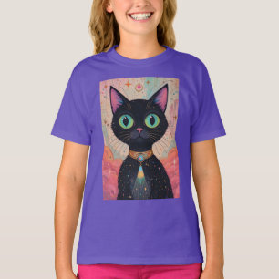 T-shirt Univers Chat Noir Cosmique Futuriste Atomique