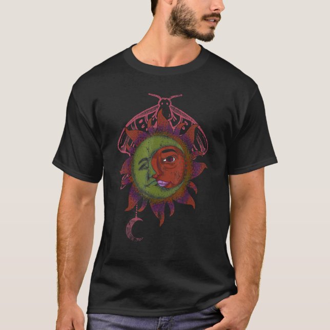 T-shirt Universe Bohemian Aesthetic Boho Sun Moon Astrolog (Devant)