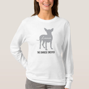T-shirt Université crêtée chinoise de chien avec le nom