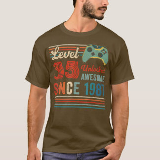 T-shirt Unlocked Level 35 Birthday 35 Year Old Video Game 
