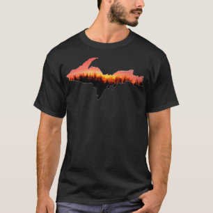 T-shirt Upper Peninsula Michigan SUNSET Trees Yoopers 906 