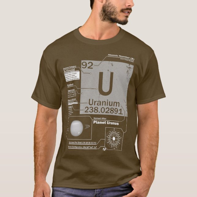T-shirt Uranium U Élément atomique Numéro 92 Science (Devant)