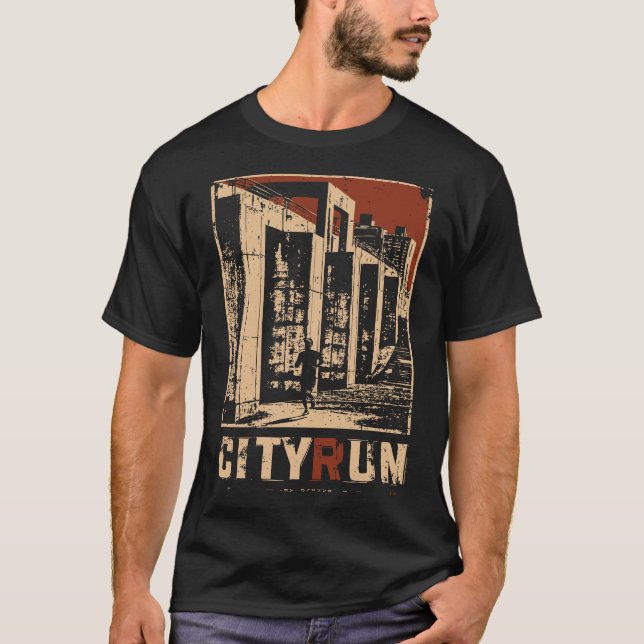 T-shirt Urbain Runk Cyberpunk Design de paysage urbain (Devant)