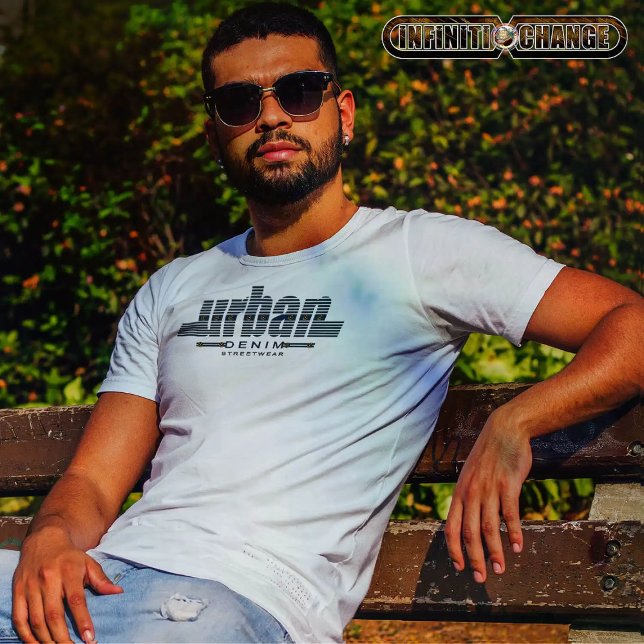 T-shirt URBAN DENIM | Typographie de Denim | Effet Appliqu (Créateur téléchargé)