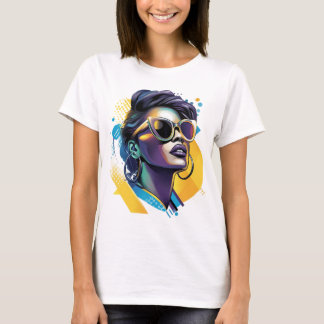 T-shirt Urban Diva - Bold Portrait vectoriel de Rétro Glam