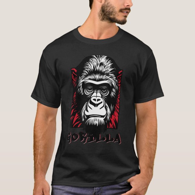T-shirt Urban Gorilla Ape Monkey Face  Graffiti Tattoo Sty (Devant)