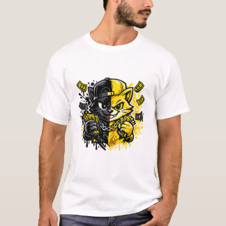 T-shirt Urban Graffiti Cat Design 