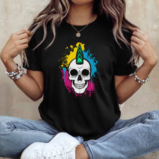 T-shirt Urban Graffiti Skull with Mohawk