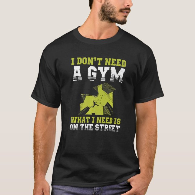 T-shirt Urban Gymnast Wall Running Design for Traceur Park (Devant)