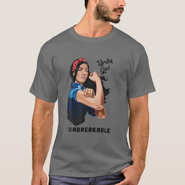 T-shirt Urdu Girl Incassable Rosie Riveter Retro Fier Il (Devant)