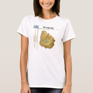 T-Shirt Uruguay Carte + Drapeau + Titre