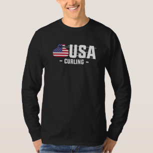 T-shirt US America Flag Curling Team Curling Curl 3