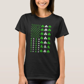 T-shirt US America Flag Shamrock Clover St Patricks Day Pa