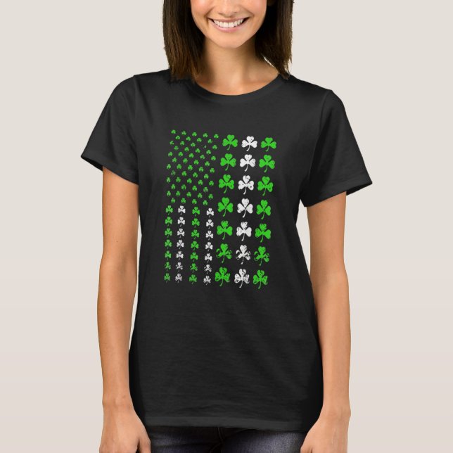 T-shirt US America Flag Shamrock Clover St Patricks Day Pa (Devant)