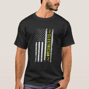 T-shirt Us American Flag Electrician Artiste Lineman Lin
