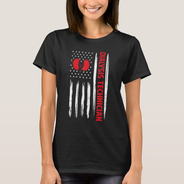 T-shirt US American Flag Nephrology Hemodialysis Technicia (Devant)