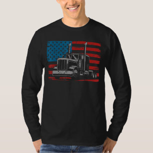 T-shirt Us American Flag Semi-Truck Driver 18 Wheeler