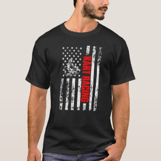 T-shirt US American Flag Sports Patriotic Go Kart Racing P