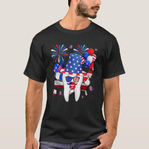 T-shirt Us Drapeau 4 Juillet Dentiste Dentiste adjoint amé