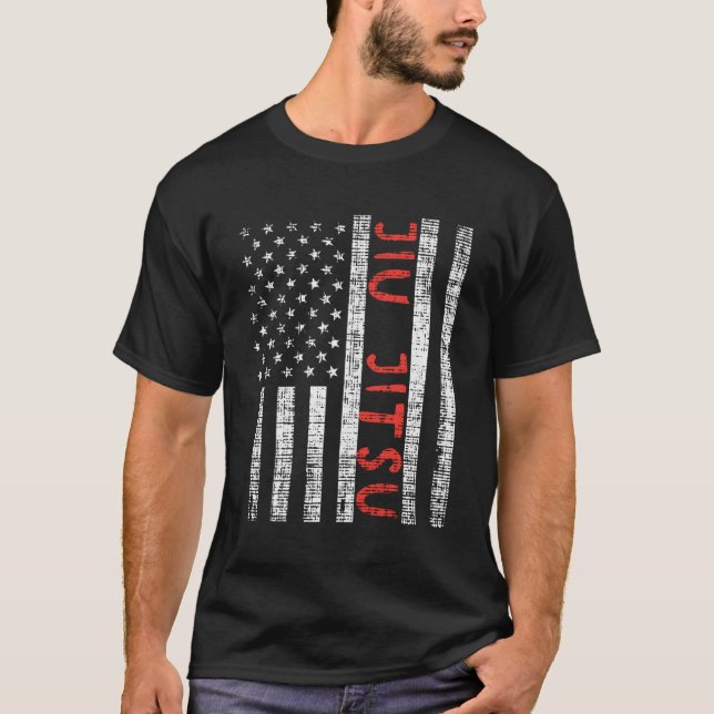 T-shirt Us Drapeau Jiu Jitsu Patriotique Bjj Sports Martia (Devant)