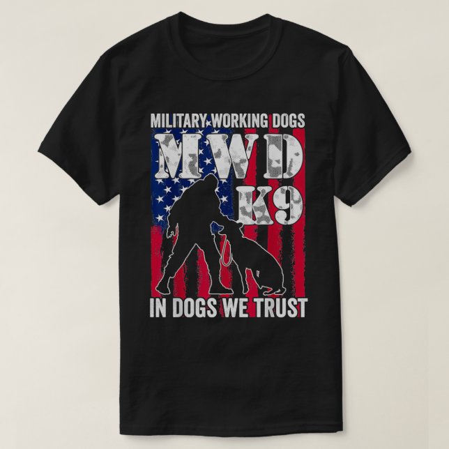 T-shirt Us Flag MWD K9 Officier Military Working Dog Polic (Design devant)