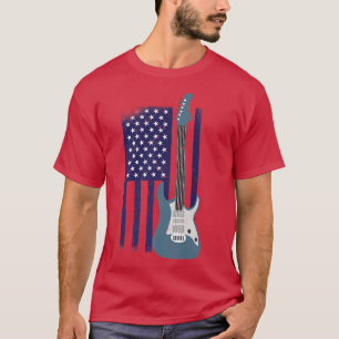 T-shirt Us Flag Patriotic Guitarist Design Distressed Guit