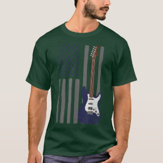 T-shirt Us Flag Patriotic Guitarist Design Distressed Guit