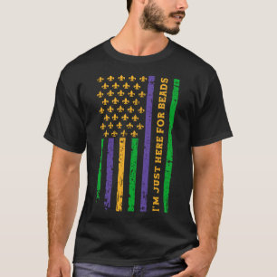 T-shirt US Mardi Gras Drapeau Je suis juste ici pour les p