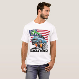 T-shirt USA 1 Monster Hot Rod (bleu) Muscle Américaine