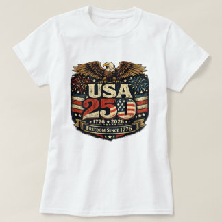 T-shirt USA 250e anniversaire 1776-2026 Femme Patriotique