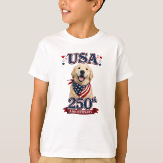 T-shirt USA 250e anniversaire Jeunesse Golden Retriever