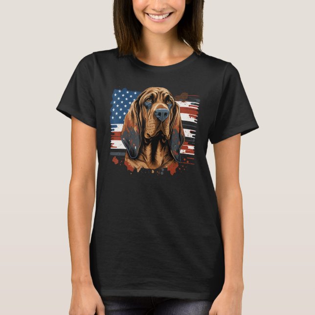 T-shirt USA 4 juillet Bloodhound sur Patriotic American B (Devant)