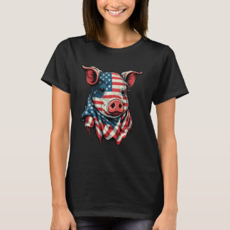 T-shirt USA 4 juillet Cochon sur le porc américain patriot
