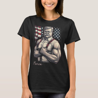T-shirt USA 4 juillet, Teddy Roosevelt Funny Workout Mus