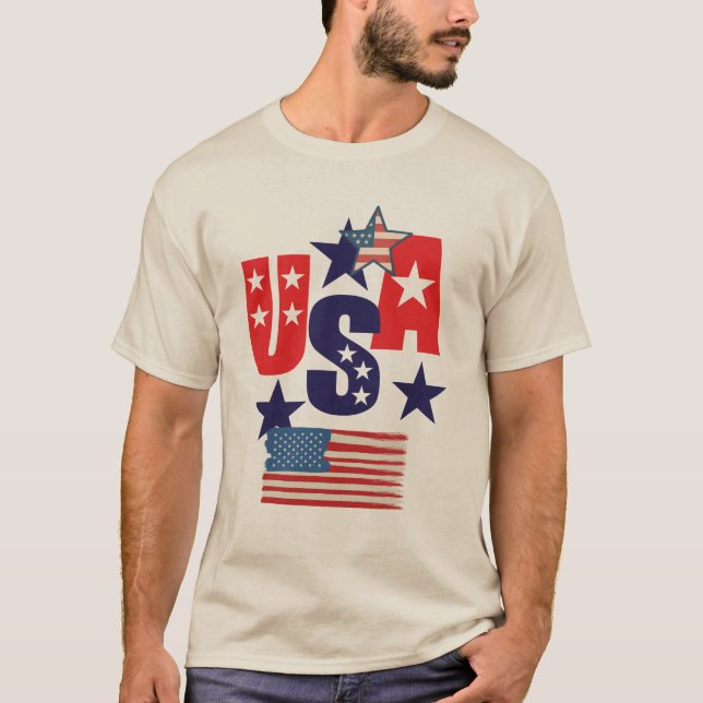 T-shirt USA 5 Star Patriotic Design – American Pride Gift  (Devant)