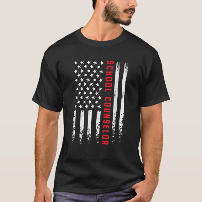 T-shirt USA America Flag School Counseling Guidance 4th of (Devant)