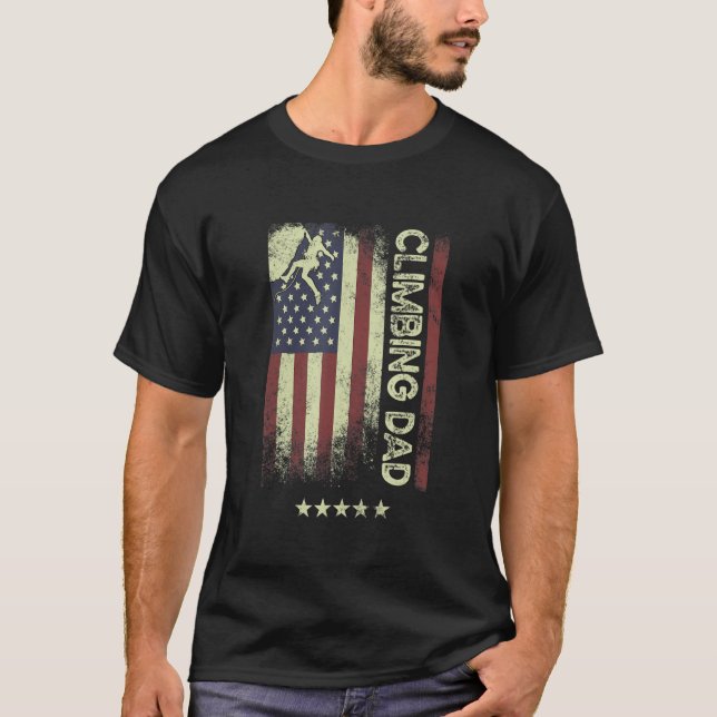 T-shirt USA American Flag  Climbing Dad 1 (Devant)